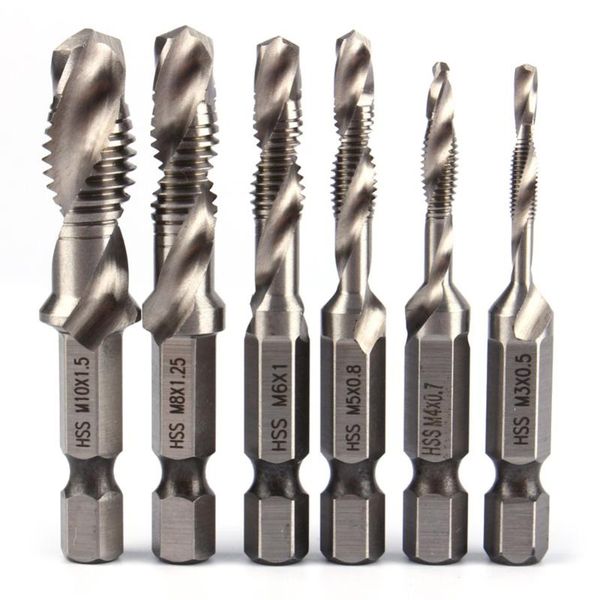 6pcs screw tap drill bits hss taps countersink deburr set metric combination bit high speed steel 1/4 in quick change hex
6pcs screw tap drill bits hss taps countersink deburr set metric combination bit high speed steel 1/4 in quick change hex