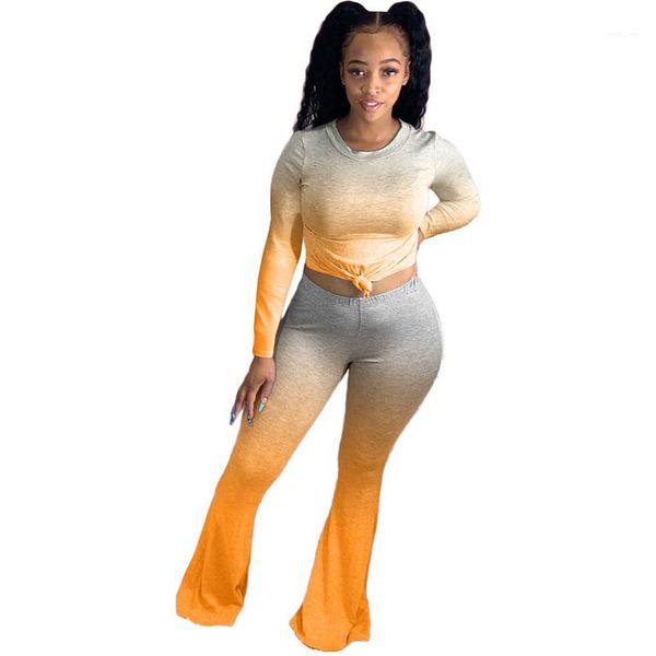 flared pants woman 2pcs sets clothing women tracksuit gradient color slim suits casual long sleeve crop long, Gray
flared pants woman 2pcs sets clothing women tracksuit gradient color slim suits casual long sleeve crop long, Gray