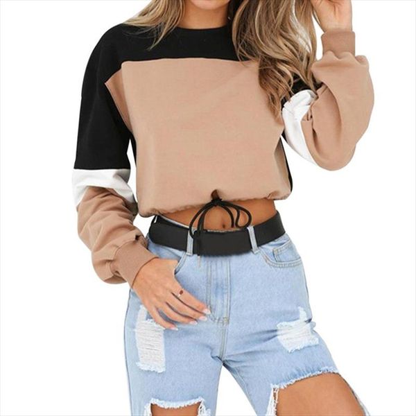 casual patchwork o neck elastic waist pullovers streetwear autumn women hoodies long sleeve loose crop sweatshirt, Black
casual patchwork o neck elastic waist pullovers streetwear autumn women hoodies long sleeve loose crop sweatshirt, Black
