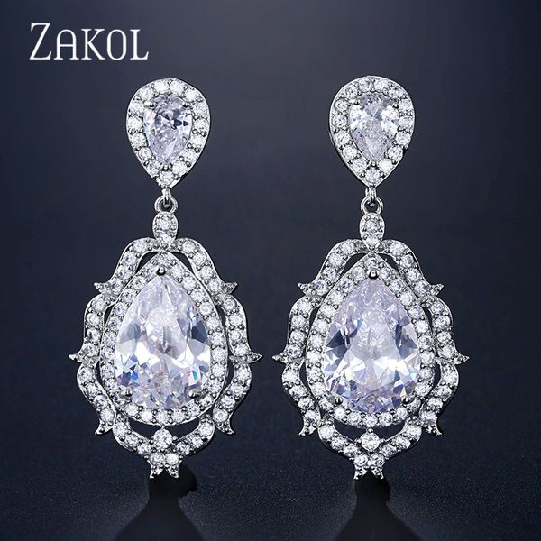 dangle & chandelier zakol elegant big water drop shape cubic zirconia crystal bridal earrings luxury wedding jewelry for brides fsep2324, Silver
dangle & chandelier zakol elegant big water drop shape cubic zirconia crystal bridal earrings luxury wedding jewelry for brides fsep2324, Silver