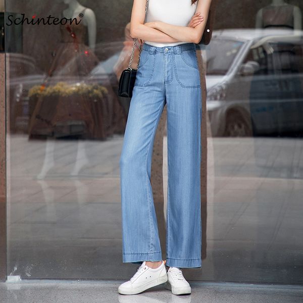 women's jeans schinteon tencel women high waist casual straight pants loose denim full length comfortable trousers pockets, Blue
women's jeans schinteon tencel women high waist casual straight pants loose denim full length comfortable trousers pockets, Blue