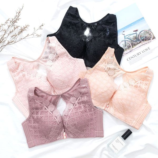 bras summer large underwear front button without steel ring women's bra full cup and thin style gather to push high back, Red;black
bras summer large underwear front button without steel ring women's bra full cup and thin style gather to push high back, Red;black