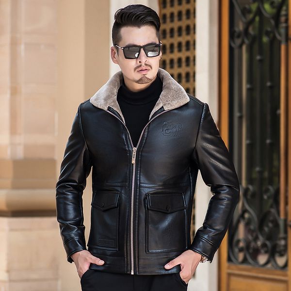 men's down & parkas winter pu jacket men fur collar warm windproof business gentleman casual male, Black
men's down & parkas winter pu jacket men fur collar warm windproof business gentleman casual male, Black