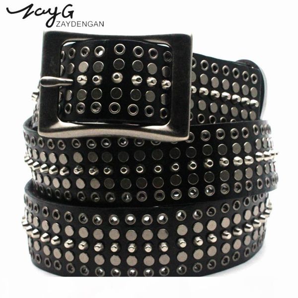 zayg punk leather man and woman belts metal rivets white black genuine leather belts fashion pin buckle straps, Black;brown
zayg punk leather man and woman belts metal rivets white black genuine leather belts fashion pin buckle straps, Black;brown