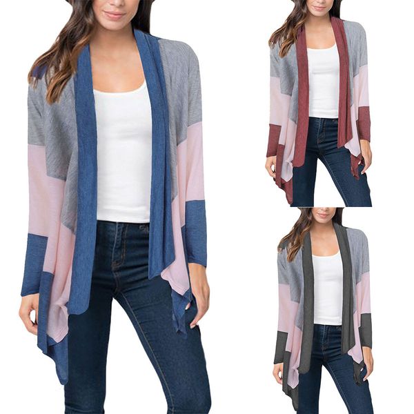 wholesale women's new style casual three-color stitching long-sleeved cardigan coat jacket, Black
wholesale women's new style casual three-color stitching long-sleeved cardigan coat jacket, Black