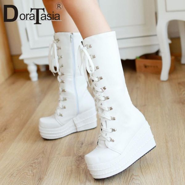 doratasia girl cool street metal decorating high boots wedges boots women lace-up platform mid-calf shoes woman, Black
doratasia girl cool street metal decorating high boots wedges boots women lace-up platform mid-calf shoes woman, Black