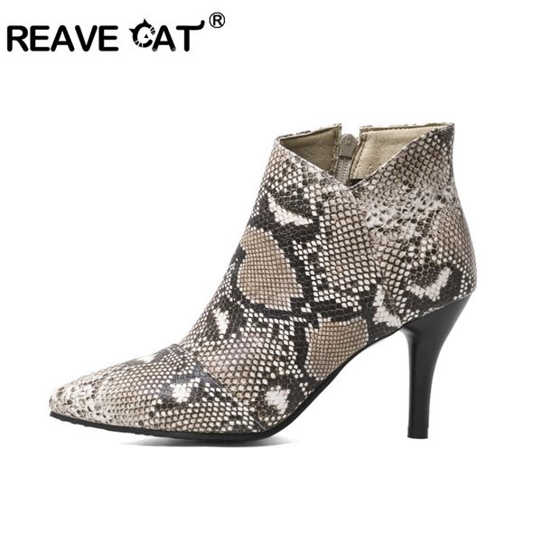 reave cat autumn mid-calf boots pointed toe 8cm thin heels pu zipper snakeskin big size 33-46 black grey casual date s1991
reave cat autumn mid-calf boots pointed toe 8cm thin heels pu zipper snakeskin big size 33-46 black grey casual date s1991