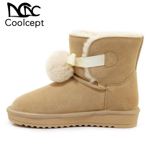 coolcept women warm snow boots fashion thick fur winter shoes women real leather plush ankle boots casual footwear size 35-40, Black
coolcept women warm snow boots fashion thick fur winter shoes women real leather plush ankle boots casual footwear size 35-40, Black