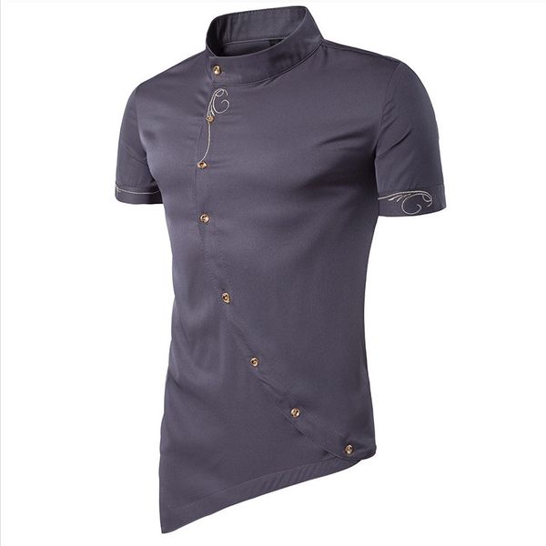 men shirt personality oblique button irregular men casual shirt new arrival shortsleeve casual slim fit male shirts embroidery, White;black
men shirt personality oblique button irregular men casual shirt new arrival shortsleeve casual slim fit male shirts embroidery, White;black