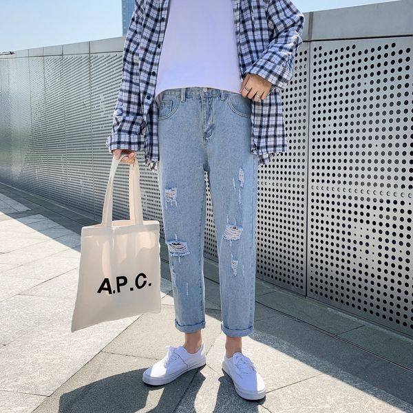 2020 and spring and summer new style ripped jeans men's korean style trendy teenager straight jeans men's dad pants re8p4, Blue
2020 and spring and summer new style ripped jeans men's korean style trendy teenager straight jeans men's dad pants re8p4, Blue