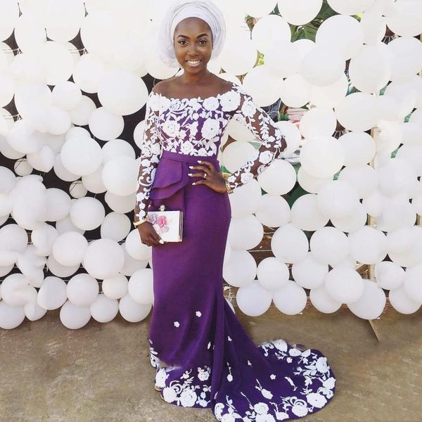 aso ebi long evening dresses scoop long sleeves prom gowns with white lace applique back zipper sweep train formal party dress c94, Black;red
aso ebi long evening dresses scoop long sleeves prom gowns with white lace applique back zipper sweep train formal party dress c94, Black;red