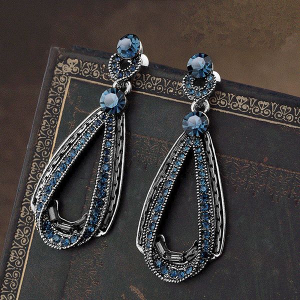 junerain vintage antique silver color with blue stone pear drop earring women retro party ethnic style accessories female earrings, Golden;silver
junerain vintage antique silver color with blue stone pear drop earring women retro party ethnic style accessories female earrings, Golden;silver