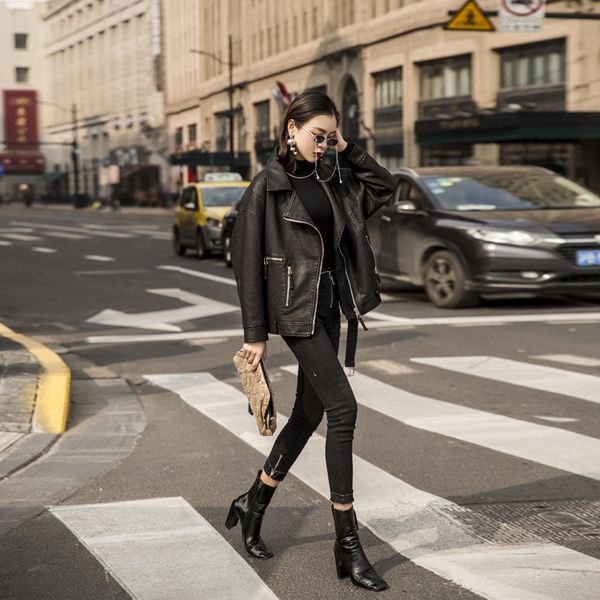 tide brand frosted pu leather jacket female 2020 autumn short motorcycle suit loose pu leather jacket zipper lapel black
tide brand frosted pu leather jacket female 2020 autumn short motorcycle suit loose pu leather jacket zipper lapel black