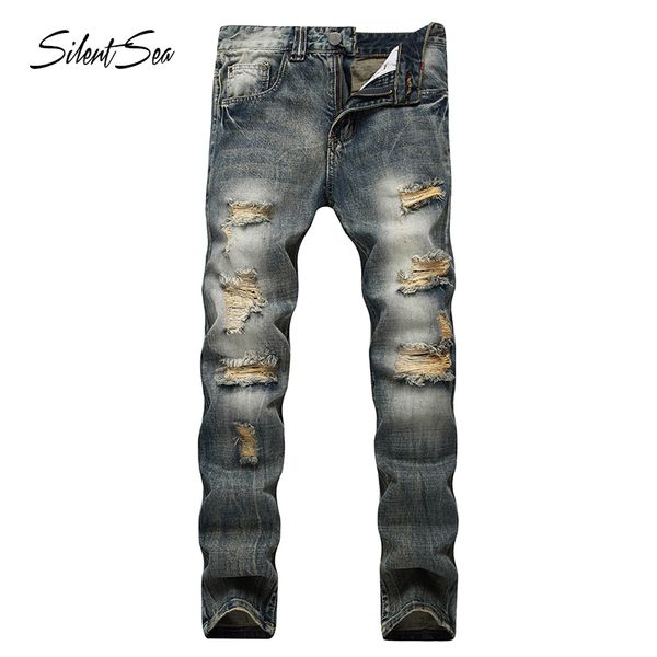 silentsea designer jeans men brand ripped jeans denim cotton hole men casual pants printed student male, Blue
silentsea designer jeans men brand ripped jeans denim cotton hole men casual pants printed student male, Blue