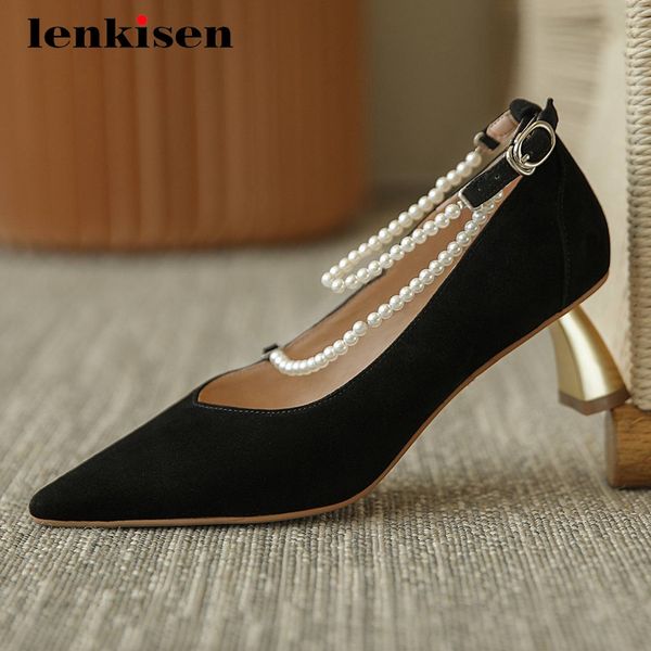 lenkisen new french romantic sheep suede pearl beading fairy high strange heel pointed toe buckle straps elegant women pumps l64, Black
lenkisen new french romantic sheep suede pearl beading fairy high strange heel pointed toe buckle straps elegant women pumps l64, Black