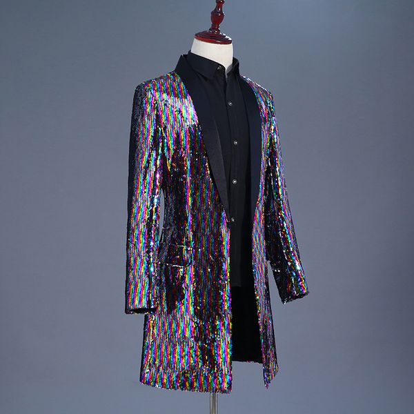 color changing windbreaker flip colorful sequins long blazer survette homme terno slim masculino blezer masculino, White;black
color changing windbreaker flip colorful sequins long blazer survette homme terno slim masculino blezer masculino, White;black