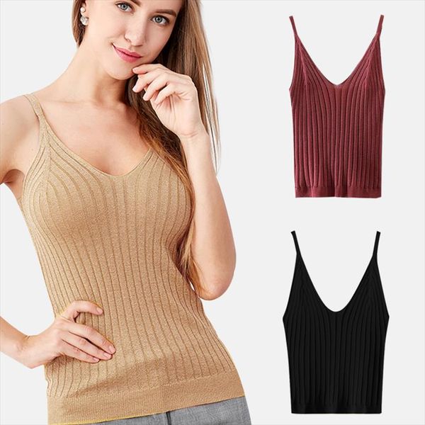 women knitted crop sleeveless ped vest slim sling tank v neck plain camisole high elastic camis, White
women knitted crop sleeveless ped vest slim sling tank v neck plain camisole high elastic camis, White