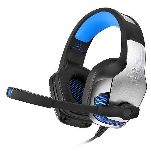

metal gaming headset deep bass game headphone stereo over-ear gaming headset headband earphone with mic light for computer pc gamer