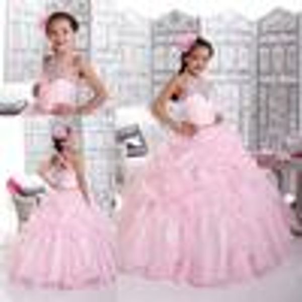 Kids children pink ball gown halter sequins beaded ruffles flower little girl's pageant dresses cheap vestidos de novia
Kids children pink ball gown halter sequins beaded ruffles flower little girl's pageant dresses cheap vestidos de novia