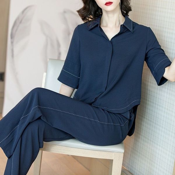 2020 spring and autumn wide pantsshirt wide leg pants new two-piece suit solid color fashionable mid-sleeve shirt bright line casual wide-le, Gray
2020 spring and autumn wide pantsshirt wide leg pants new two-piece suit solid color fashionable mid-sleeve shirt bright line casual wide-le, Gray