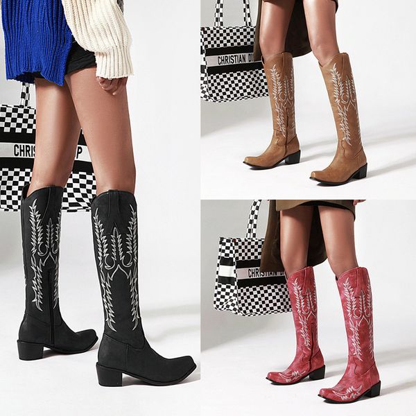 2020 new fashion embossing runway boots women knee high boots pointed toe high heel ladies western cowboy zapatos de mujer, Black
2020 new fashion embossing runway boots women knee high boots pointed toe high heel ladies western cowboy zapatos de mujer, Black