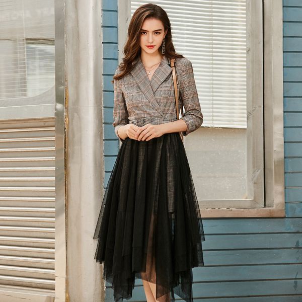 Fashionable British style new versatile irregular mesh skirt with plaid temperament dress women clothes vestido Dresses
Fashionable British style new versatile irregular mesh skirt with plaid temperament dress women clothes vestido Dresses