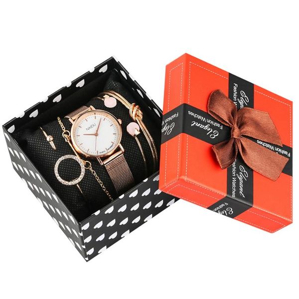 6pc/set bracelet watch set fashion women dress quartz watch luxury open cuff charming bracelet bangle hour clock gifts for women, Slivery;brown
6pc/set bracelet watch set fashion women dress quartz watch luxury open cuff charming bracelet bangle hour clock gifts for women, Slivery;brown