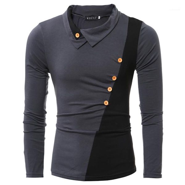 tshirt fashion mens clothing slim long sleeve with button casual tees fashion panelled lapel neck designer, White;black
tshirt fashion mens clothing slim long sleeve with button casual tees fashion panelled lapel neck designer, White;black