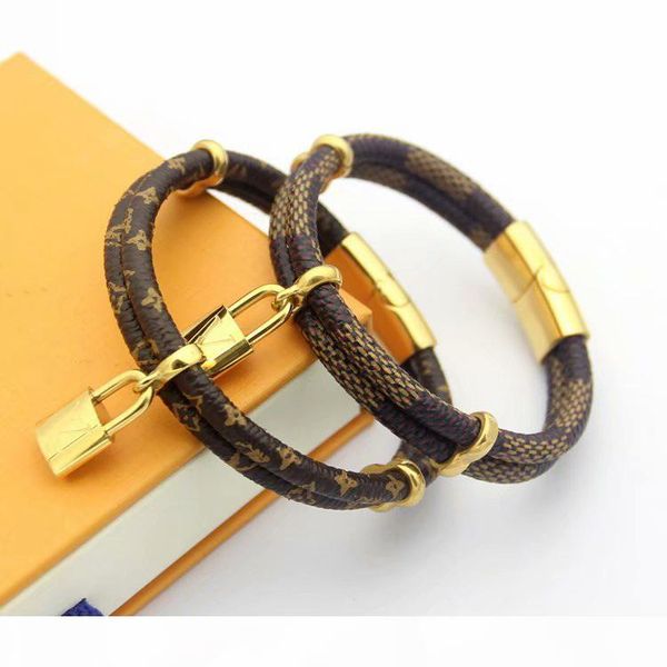 fashion style lady women print flower plaid v letter design double deck leather cord bracelet bangle with 18k gold metal locks 2 color, Black
fashion style lady women print flower plaid v letter design double deck leather cord bracelet bangle with 18k gold metal locks 2 color, Black