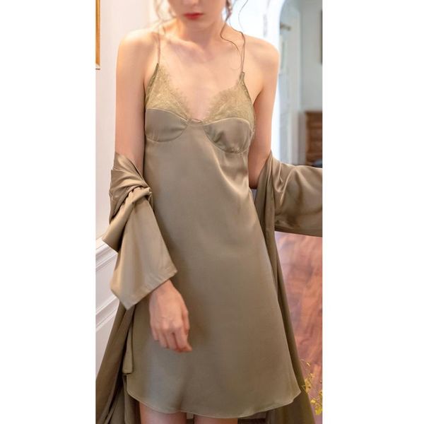 women's sleepwear 2 pieces set women v neck elegant nightgown silk lace dress bathrobes summer spring autumn nightgowns, Black;red
women's sleepwear 2 pieces set women v neck elegant nightgown silk lace dress bathrobes summer spring autumn nightgowns, Black;red