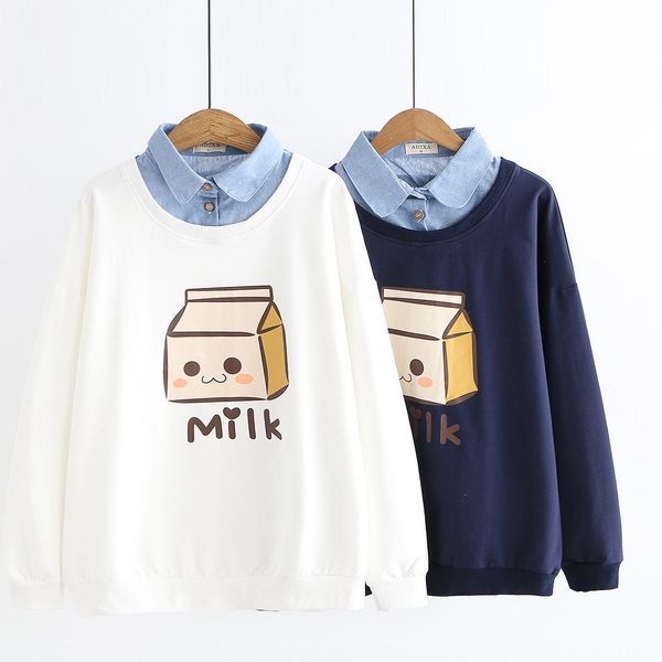 sweater style hipster cartoon milk box printed sweater women's stitching fake two-piece denim collar long sleeve 0l8kw, Black
sweater style hipster cartoon milk box printed sweater women's stitching fake two-piece denim collar long sleeve 0l8kw, Black
