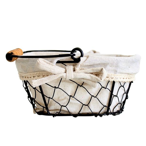 iron frame simple holder nordic style portable linen lining eggs storage basket 
iron frame simple holder nordic style portable linen lining eggs storage basket