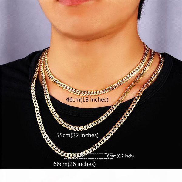 6mm gold chain 18k stamp men women 18k two tone gold plated curb chain necklace bracelet set1, Silver
6mm gold chain 18k stamp men women 18k two tone gold plated curb chain necklace bracelet set1, Silver
