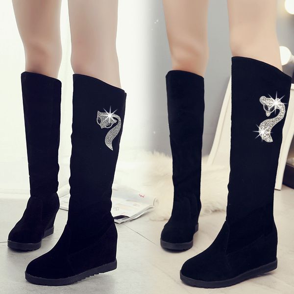 long boots autumn and winter new inner heightening sleeve women's cotton boots rhinestone all-match snow women, Black
long boots autumn and winter new inner heightening sleeve women's cotton boots rhinestone all-match snow women, Black