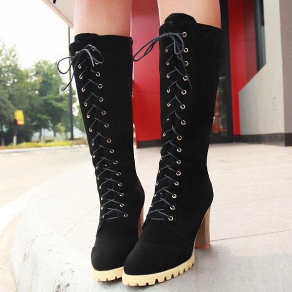 doratasia new vintage high heels shoelaces knee high boots winter shoes boots woman, Black
doratasia new vintage high heels shoelaces knee high boots winter shoes boots woman, Black