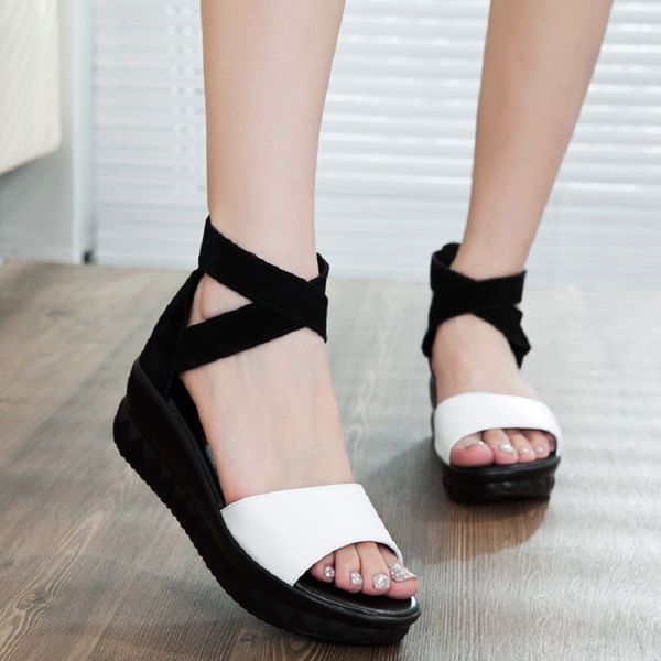 2020 summer new flat bottom new muffin platform sandals female middle with wedges fish mouth straps roman sandals large size, Black
2020 summer new flat bottom new muffin platform sandals female middle with wedges fish mouth straps roman sandals large size, Black