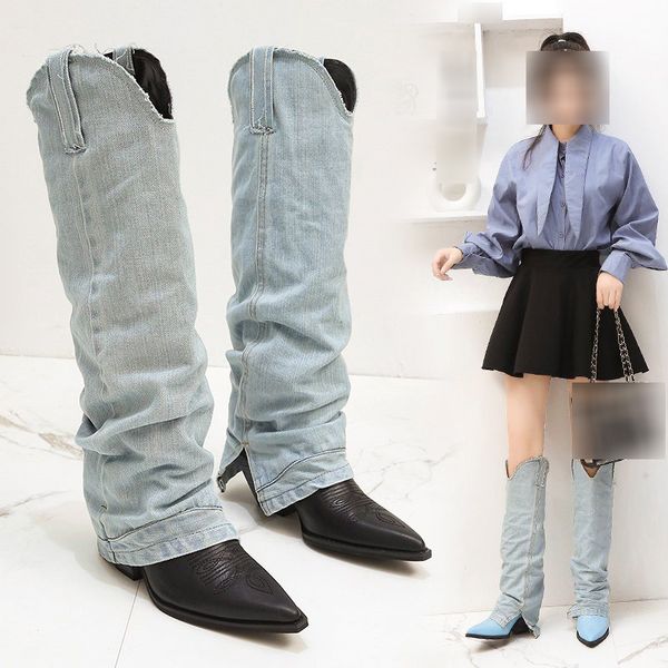 персонализированные высокие сапоги для женщин, мода denim boots (высота 6.5cm 2.56inches, Black
персонализированные высокие сапоги для женщин, мода denim boots (высота 6.5cm 2.56inches, Black