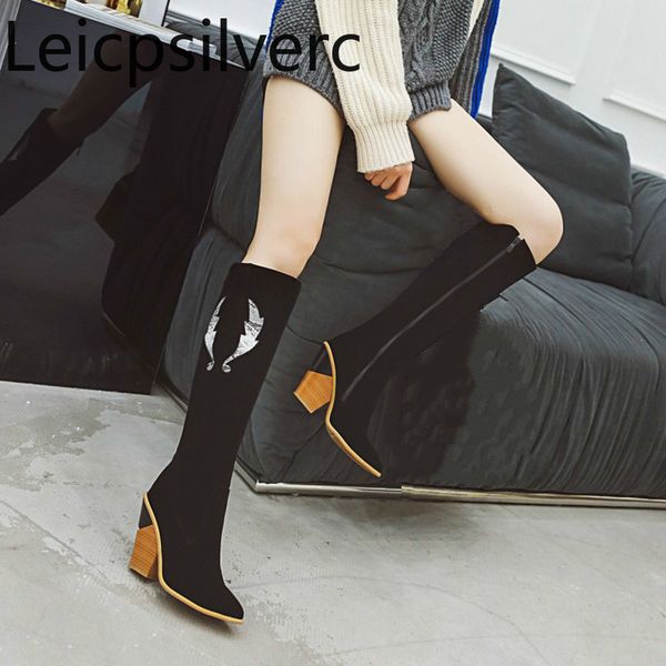 women's boots winter the new pointed color matching zipper wedge high heel high tube women's shoes plus size 33-46 10cm, Black
women's boots winter the new pointed color matching zipper wedge high heel high tube women's shoes plus size 33-46 10cm, Black