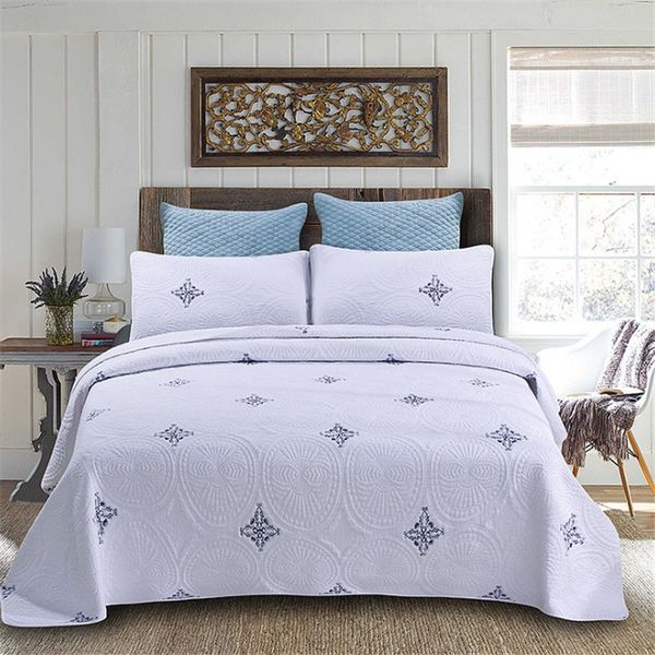 american style solid color embroidery patchwork quilt full king size 3pcs cotton air condition bed cover/bedspread y
american style solid color embroidery patchwork quilt full king size 3pcs cotton air condition bed cover/bedspread y