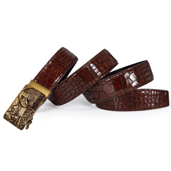 brand men belt genuine leather gold eagle metal automatic buckle crocodile pattern cowhide waist strap dibangu, Black;brown
brand men belt genuine leather gold eagle metal automatic buckle crocodile pattern cowhide waist strap dibangu, Black;brown