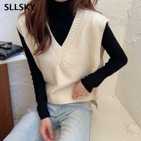sllsky women's fashion solid v-neck knitted vest loose casual sweet sleeveless pullover sweater 2020 soft spring autumn, Black;white
sllsky women's fashion solid v-neck knitted vest loose casual sweet sleeveless pullover sweater 2020 soft spring autumn, Black;white