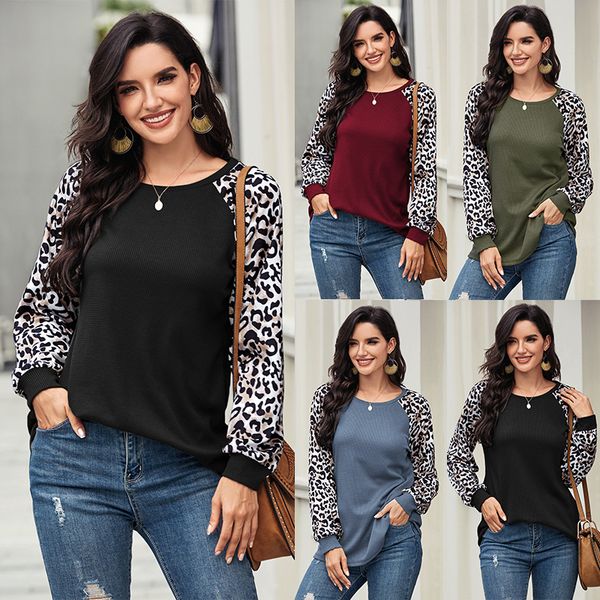 2020 european and american womens new round neck leopard print long-sleeved t-shirt women, White
2020 european and american womens new round neck leopard print long-sleeved t-shirt women, White