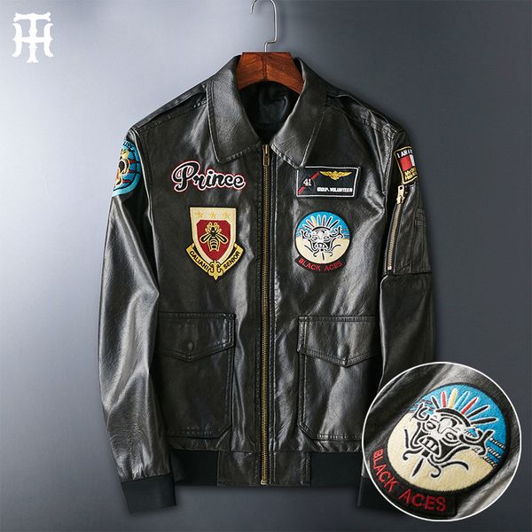 2020 leather coat men's motorcycle clothing pilot leather jacket air military uniform coat badge embroidered lapel men's leather c, Black;brown
2020 leather coat men's motorcycle clothing pilot leather jacket air military uniform coat badge embroidered lapel men's leather c, Black;brown