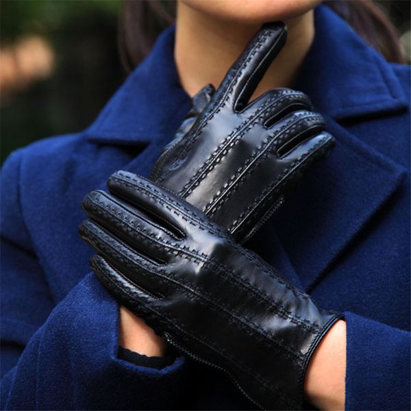 2020 genuine leather gloves female zipper style winter warm velvet lined thicken fashion black sheepskin woman gloves dq111, Blue;gray
2020 genuine leather gloves female zipper style winter warm velvet lined thicken fashion black sheepskin woman gloves dq111, Blue;gray