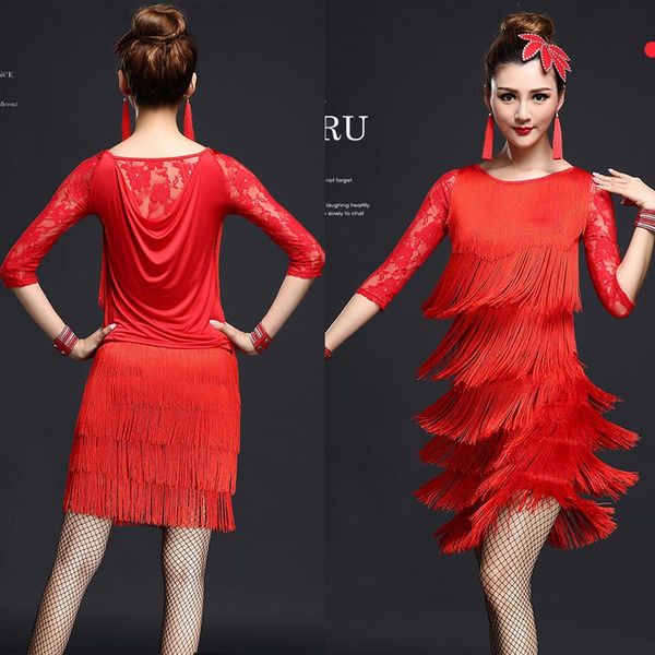 women competition dance clothes sequins costume set long sleeves fringe salsa dresses ballroom dance ladies latin dress, Black;red
women competition dance clothes sequins costume set long sleeves fringe salsa dresses ballroom dance ladies latin dress, Black;red