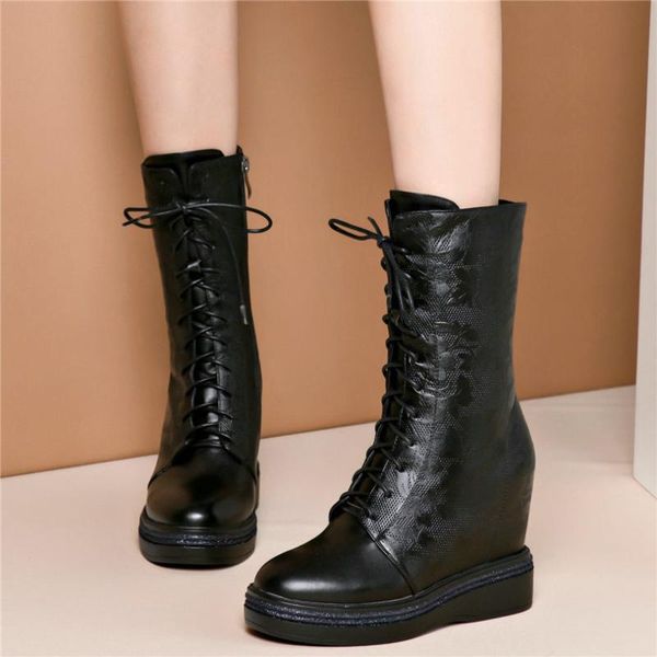 2020 women lace up genuine leather high heel platform pumps shoes female high round toe fashion sneakers wedges casual shoes, Black
2020 women lace up genuine leather high heel platform pumps shoes female high round toe fashion sneakers wedges casual shoes, Black