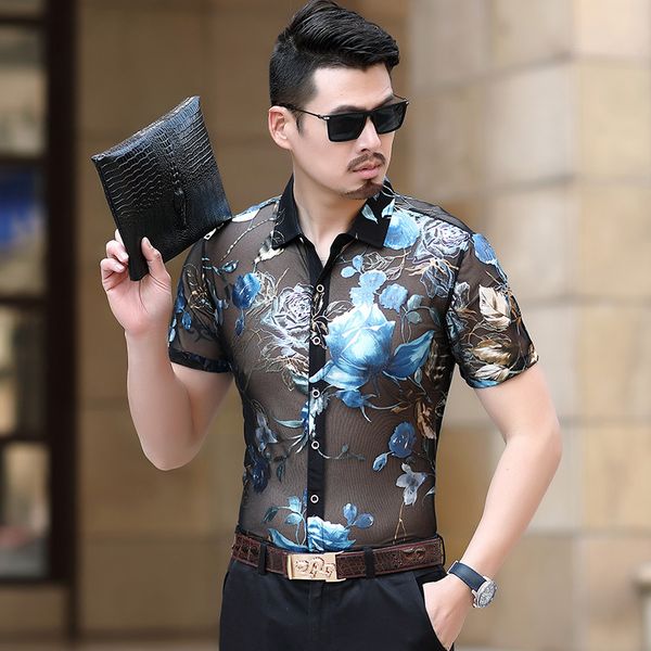european style blue floral pattern streetwear short sleeve shirt summer 2020 new high-quality hollow transparent men shirt -3xl, White;black
european style blue floral pattern streetwear short sleeve shirt summer 2020 new high-quality hollow transparent men shirt -3xl, White;black