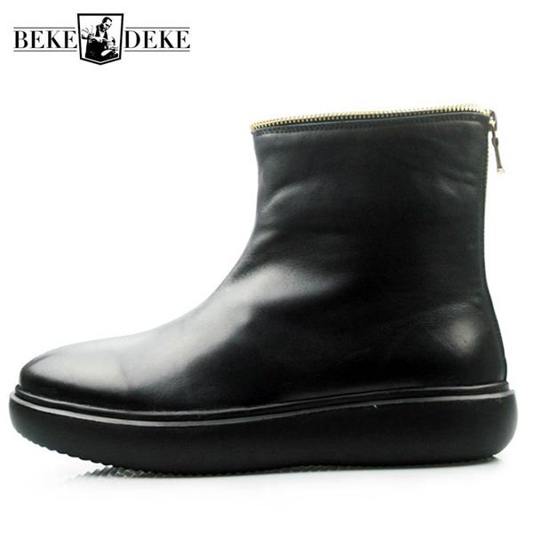 boots harajuku mens zipper thick platform shoes cow genuine leather combat boot safety fleece lining ankle, Black
boots harajuku mens zipper thick platform shoes cow genuine leather combat boot safety fleece lining ankle, Black