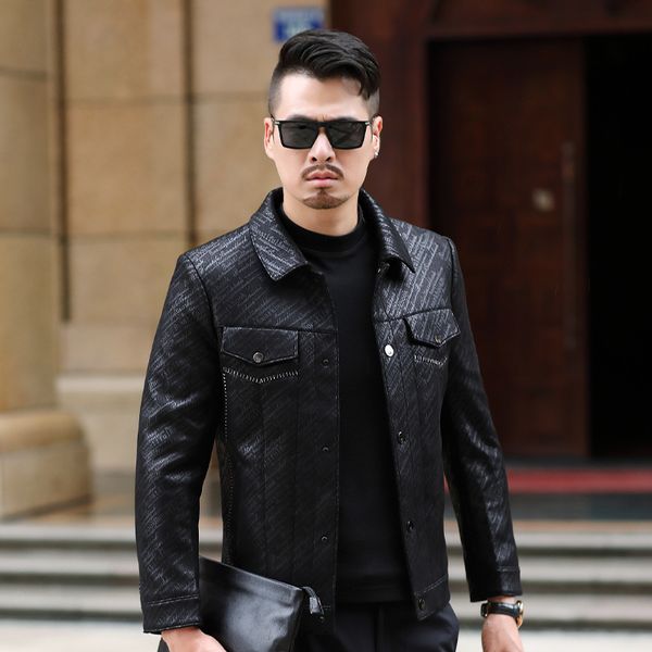 men's jackets 20217 genuine leather clothes pattern thin coat lapel sheepskin jacket motorcycle, Black;brown
men's jackets 20217 genuine leather clothes pattern thin coat lapel sheepskin jacket motorcycle, Black;brown