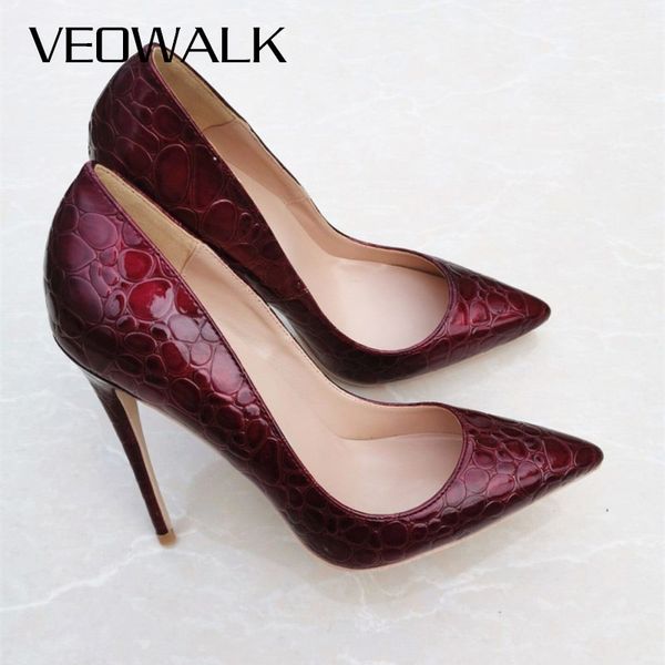 veowalk wine red crocodile effect embossed women pointed toe stilettos high heels ladies slip on party shoes chic pumps, Black
veowalk wine red crocodile effect embossed women pointed toe stilettos high heels ladies slip on party shoes chic pumps, Black